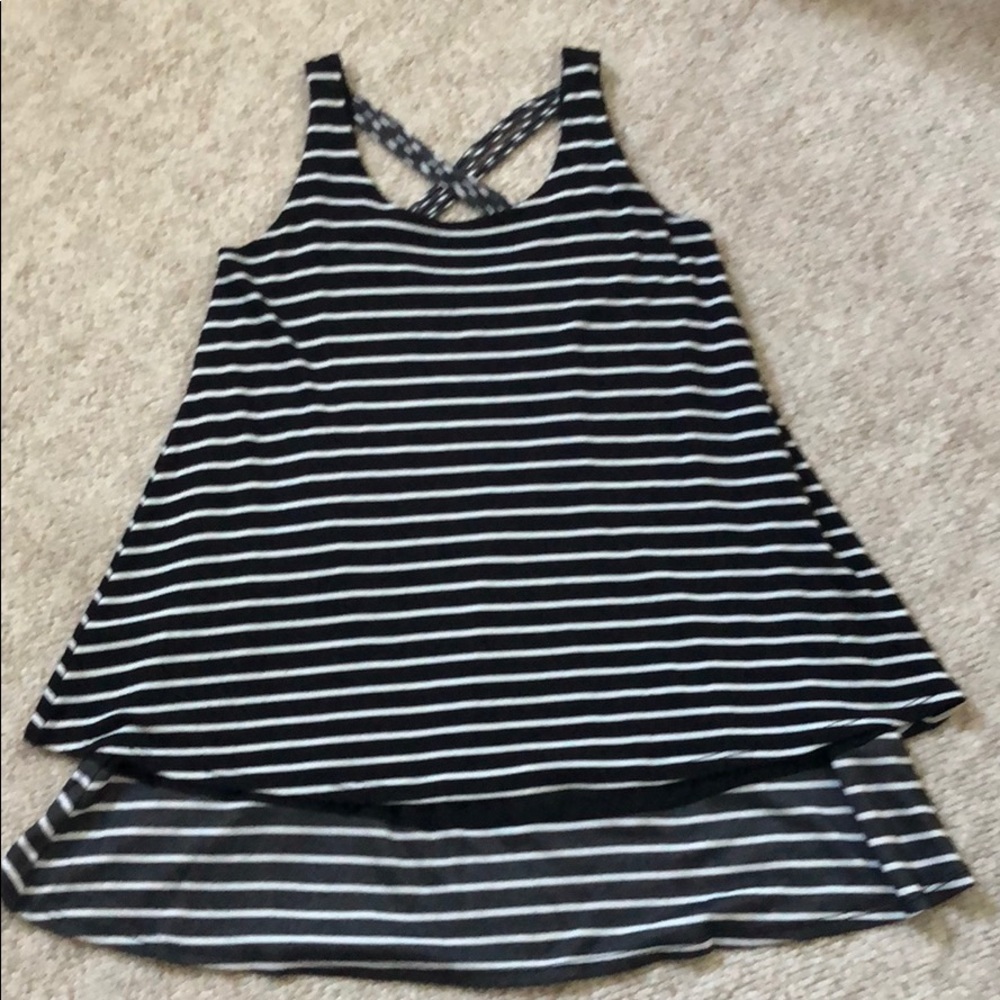 Black and white layered stripe dress